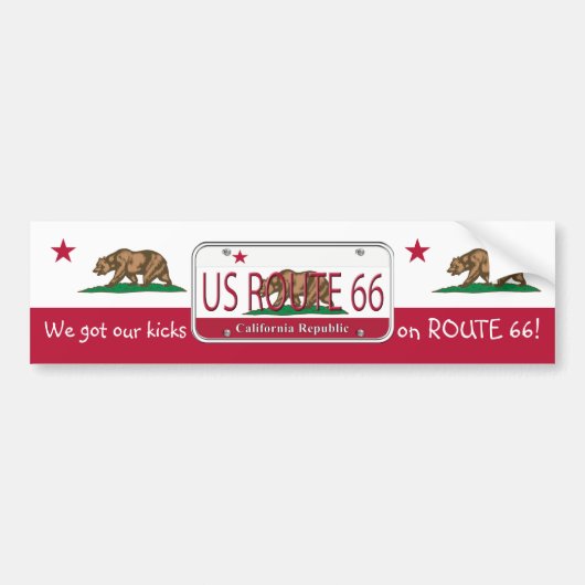 US ROUTE 66 CALIFORNIA FLAG Vanity Bord Bumpersticker (Voorkant)