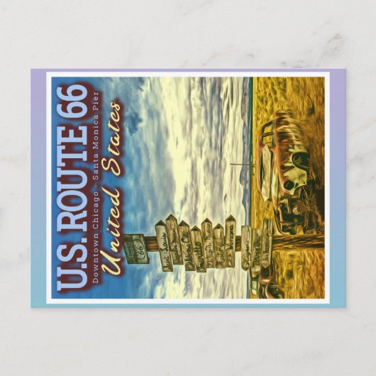 US ROUTE 66 - DE MEEST VASTE WEGEN IN DE VS BRIEFKAART (Voorkant)