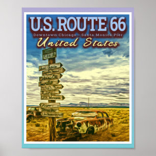 US ROUTE 66 - DE MEEST VASTE WEGEN IN DE VS POSTER