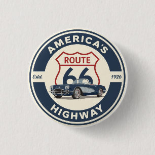 US Route 66 historische weg Klassieke auto geschen Ronde Button 3,2 Cm