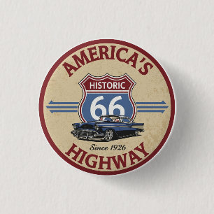 US Route 66 historische weg Klassieke auto geschen Ronde Button 3,2 Cm