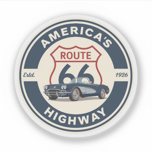 US Route 66 historische weg Klassieke auto geschen Sticker (Voorkant)