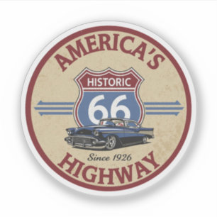 US Route 66 historische weg Klassieke auto geschen Sticker