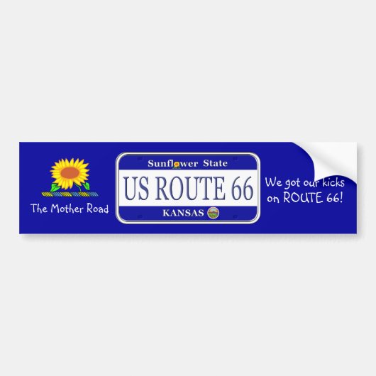 US ROUTE 66 KANSAS Vanity Bord Bumpersticker (Voorkant)