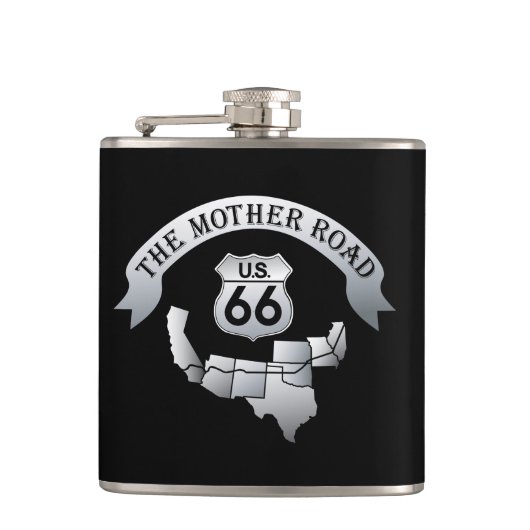 US Route 66 Moeder Road Liquor Flask Heupfles (Voorkant)