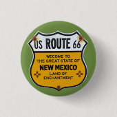 US Route 66 New Mexico Travel Pinback Ronde Button 3,2 Cm (Voorkant)