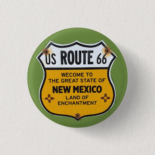 US Route 66 New Mexico Travel Pinback Ronde Button 3,2 Cm (Voorkant)