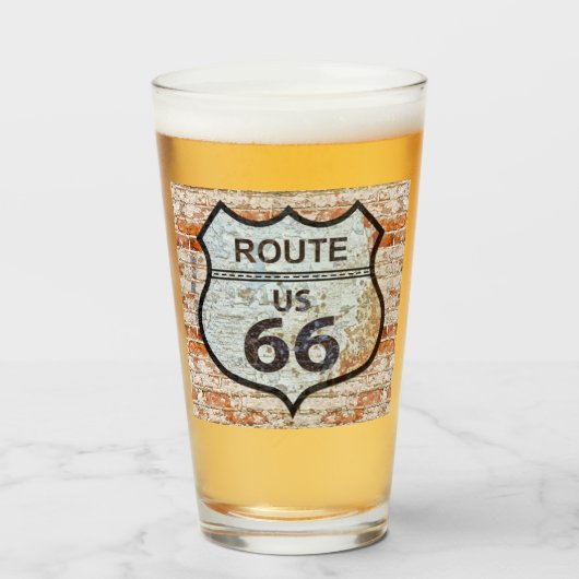 US Route 66 Pint Drink glas (Voorkant gevuld)
