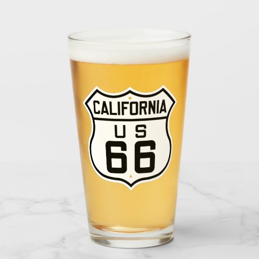 US Route 66 Pint Drink glas (Voorkant gevuld)