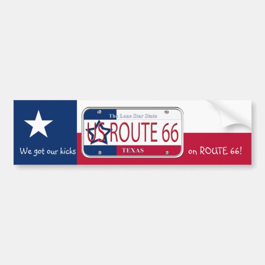US ROUTE 66 TEXAS BUMPERSTICKER (Voorkant)