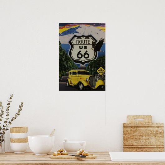 US Route 66 Vintage Poster (Keuken)