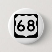 US Route 68 Sign Ronde Button 5,7 Cm (Voorkant)
