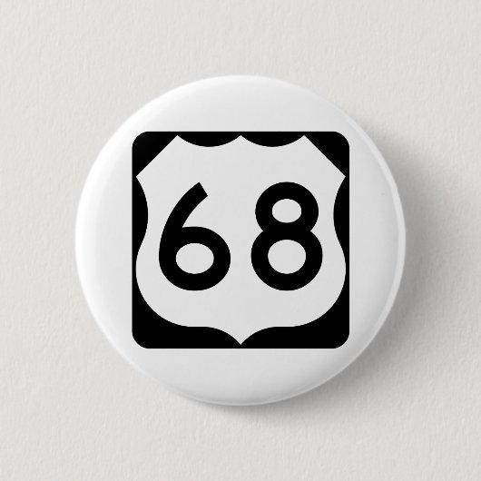 US Route 68 Sign Ronde Button 5,7 Cm (Voorkant)
