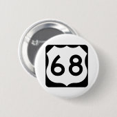 US Route 68 Sign Ronde Button 5,7 Cm (Voorkant /achterkant)