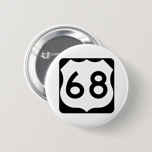US Route 68 Sign Ronde Button 5,7 Cm (Voorkant /achterkant)