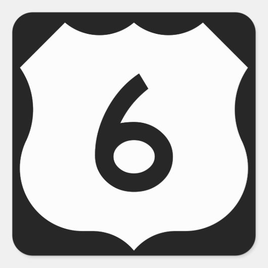 US Route 6 Teken Vierkante Sticker (Voorkant)