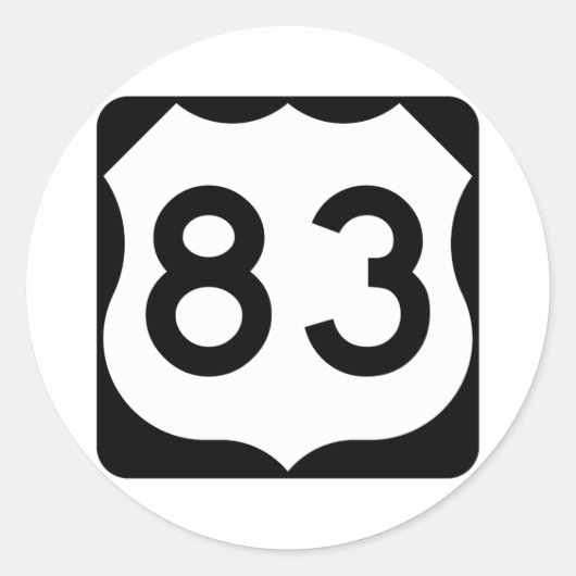 US Route 83 Teken Ronde Sticker (Voorkant)
