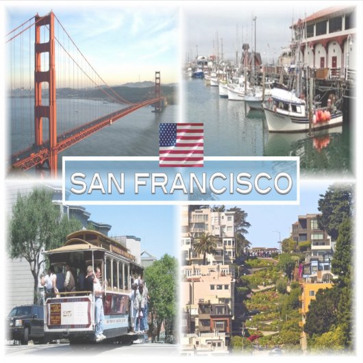 US San Francisco - Golden Gate Bridge - Kabelauto. Sticker (Voorkant)