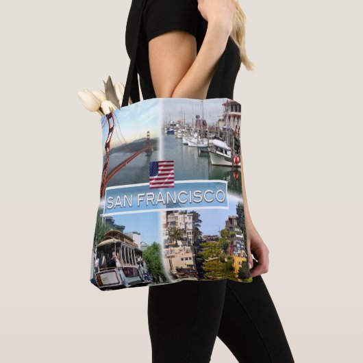 US San Francisco - Golden Gate Bridge - Kabelauto. Tote Bag (Dichtbij)