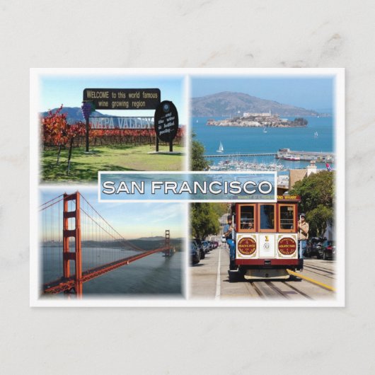 US San Francisco - Napa Golden Gate Bridge Briefkaart (Voorkant)