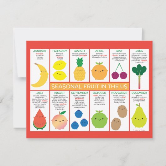 US Seasonal Fruits Chart Briefkaart (Voorkant)