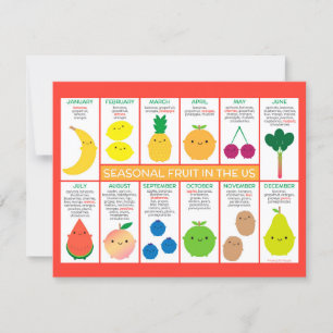 US Seasonal Fruits Chart Briefkaart