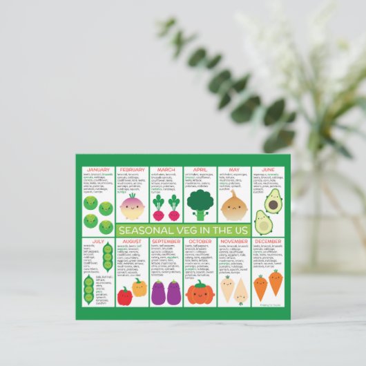 US Seasonal Vegetables Chart Briefkaart (Staand voorkant)
