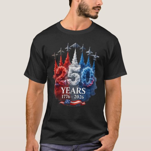 US Semiquincentennial 250 Jaar 1776 2026 Jet T-shirt (Voorkant)