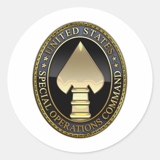 US Speciaal Operationeel commando Ronde Sticker (Voorkant)