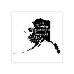 US State Alaska Kaart Retouradres Wood Art Rubberstempel