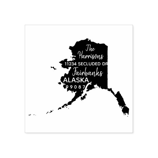 US State Alaska Kaart Retouradres Wood Art Rubberstempel (Afrduk)