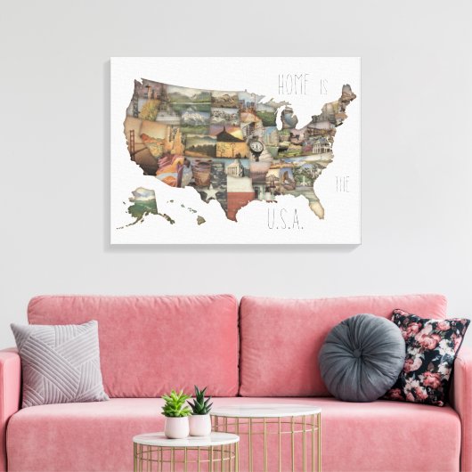 US State Collage Canvas Afdruk (Insitu (Woonkamer))