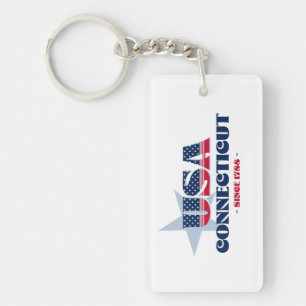 US State Connecticut Monogram Acryl Sleutelhanger