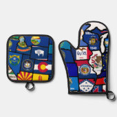 US State Flags Map Ovenwant & Pannenlap Set (Voorkant)