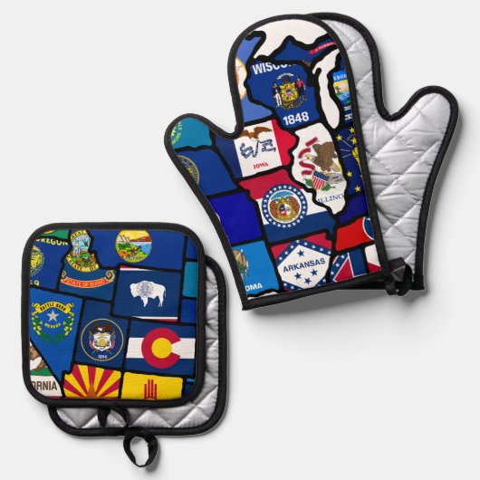 US State Flags Map Ovenwant & Pannenlap Set (Voorkant / Achterkant)