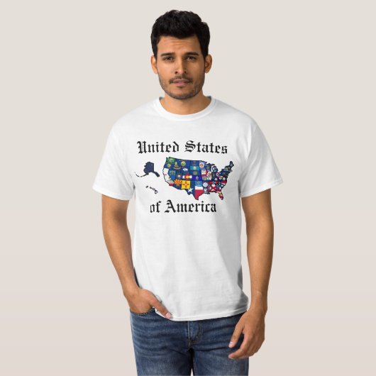 US State Flags Map T-shirt (Voorkant volledig)