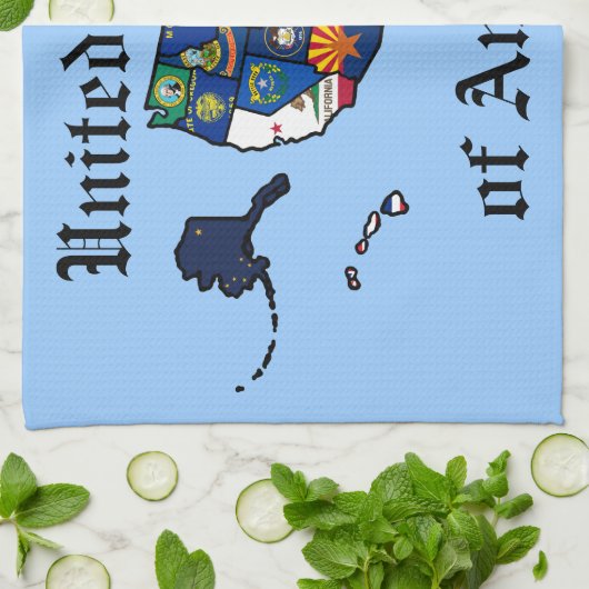 US State Flags Map Theedoek (Gevouwen)