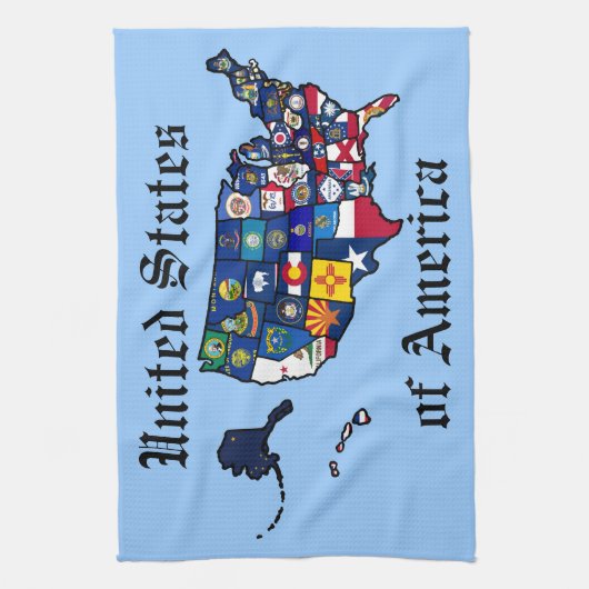 US State Flags Map Theedoek (Verticaal)