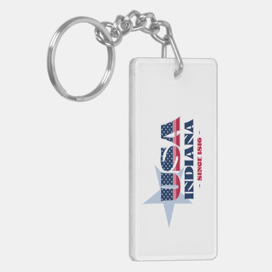 US State Indiana Monogram Acryl Sleutelhanger (Voorkant Links)