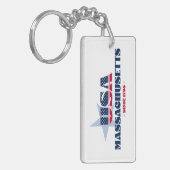 US State Massachusetts Monogram Acryl Sleutelhange Sleutelhanger (Voorkant Links)
