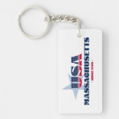US State Massachusetts Monogram Acryl Sleutelhange Sleutelhanger (Voorkant)
