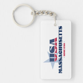 US State Massachusetts Monogram Acryl Sleutelhange Sleutelhanger