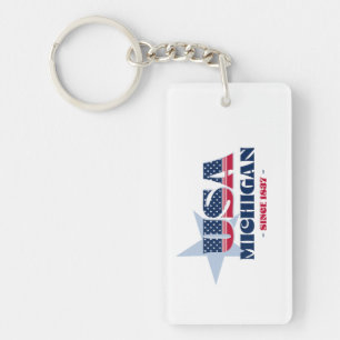 US State Michigan Monogram Acryl Sleutelhanger