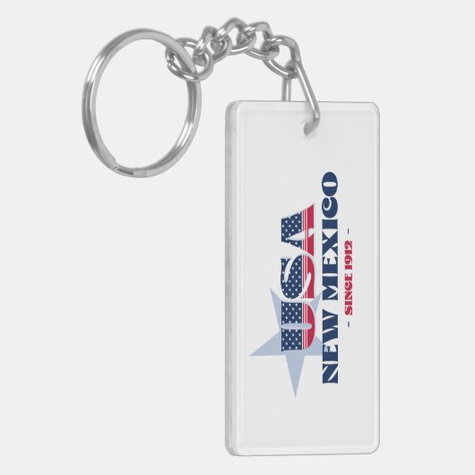US State New Mexico Monogram Acryl Sleutelhanger (Voorkant Links)