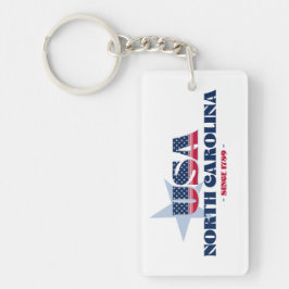 US State North Carolina Monogram Acryl Sleutelhang Sleutelhanger