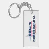 US State North Dakota Monogram Acryl Sleutelhanger (Voorkant Links)