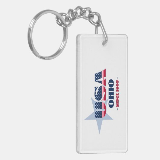 US State Ohio Monogram Acryl Sleutelhanger (Voorkant Links)