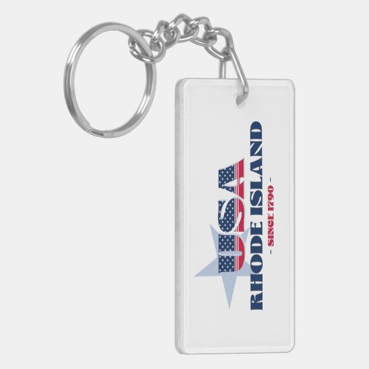 US State Rhode Island Monogram Acryl Sleutelhanger (Voorkant Links)