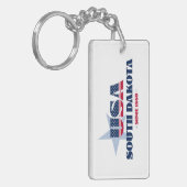 US State South Dakota Monogram Acryl Sleutelhanger (Voorkant Links)
