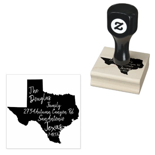 US State Texas Kaart Retouradres Wood Art Rubberstempel (Gestempeld)